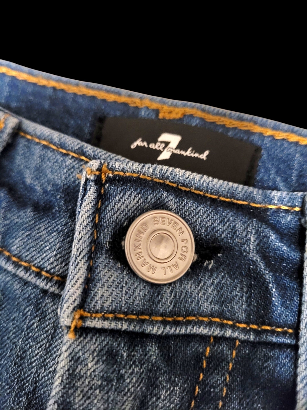 7 For All Mankind Ultra High Rise Dojo Flare Jeans Size 23 Raw Hem Blue Denim - Picture 3 of 10